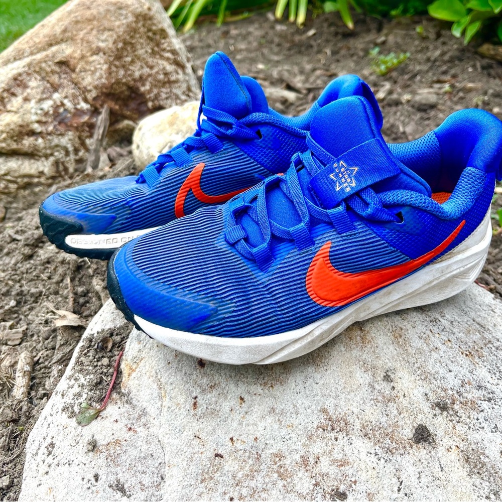 Nike Blue and Orange Sneakers with Breathable Mesh